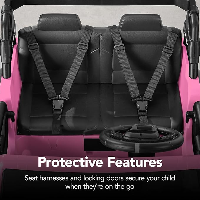 Best Choice Products Kids 24V 2-Seater Electric Ride On Car Truck w/ 132lb Weight Capacity, Parent Control, Bluetooth, LED Lights - Pink