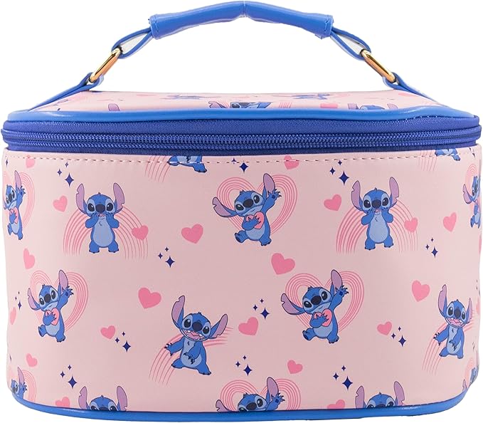 Disney Stitch Makeup Bag – Makeup Organizer, Travel Toiletry Bag for Women & Girls | Cute Cosmetic Bag, Train Case for Kids, Travel Bag, Toiletry Bag for Women, Make up Storage | Ages 3+