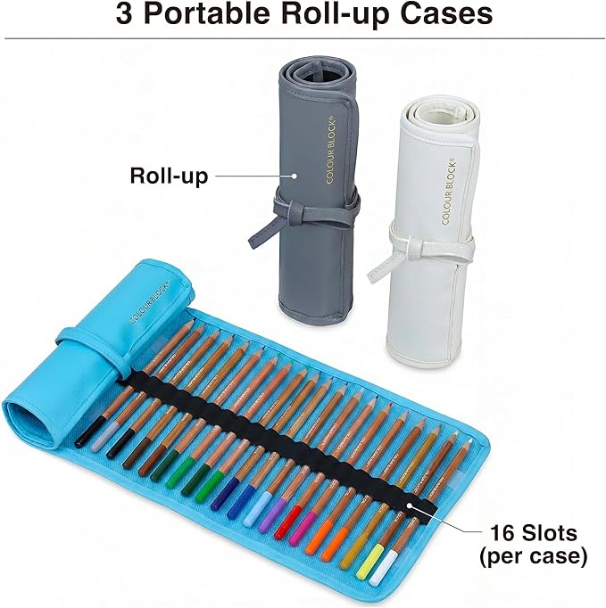 COLOUR BLOCK 91pc Drawing Pencil Set, Sketching, Coloring, Charcoal Pencils, Soft Pastels, Sketch Book, Travel Friendly Art Supply Kit for Kids Teens and Adults