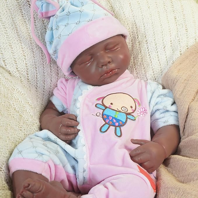 18.9 in Full Silicone Reborn Baby Dolls, 1:1 Lifelike Newborn Dolls Non Vinyl Realistic Reborn Toddler Dolls Boy Washable Sleeping Doll