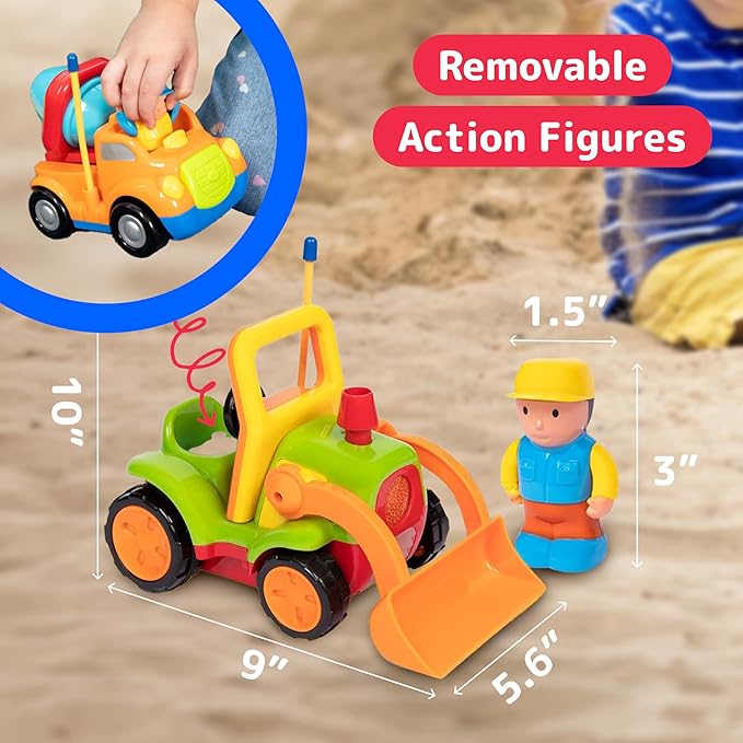 PREXTEX 2pk Remote Control Cars for 3-5 Year Old Boys - Truck & Tractor Toddler Toys