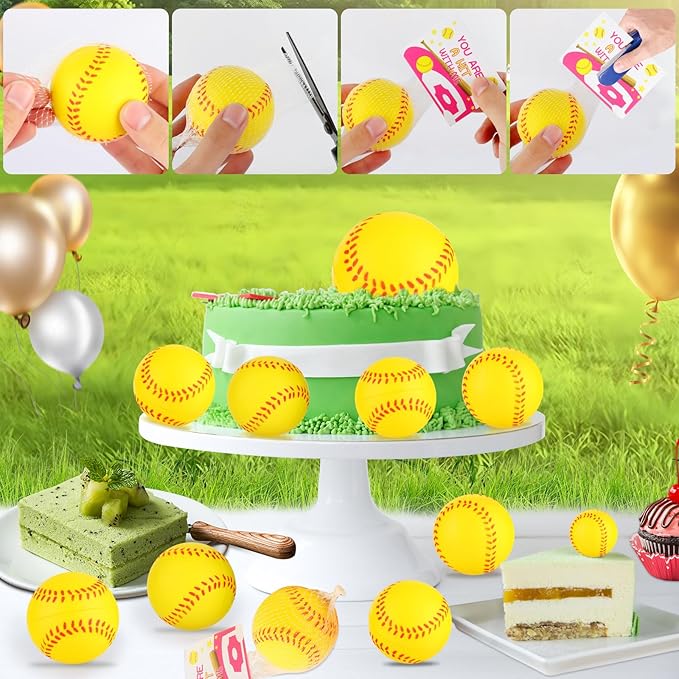 LiYiQ 24Pcs Sports Stress Balls Softball Stress Ball for Kids 2.36 Inch Foam Bouncy Balls Bulk Fun Balls Party Favors Sports Party Favors Goodie Bag Stuff for Kids Classroom Exchange (New Softball)