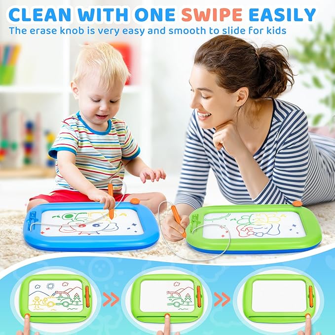 2 Pack Magnetic Drawing Board, Toddlers Toys Ages 1-2 & 2-3, Learning and Educational Writing Painting Doodle Pad for Toddlers for 1 2 3 Year Old, Ideal Christmas Birthday Gifts for Kids Boys Girls