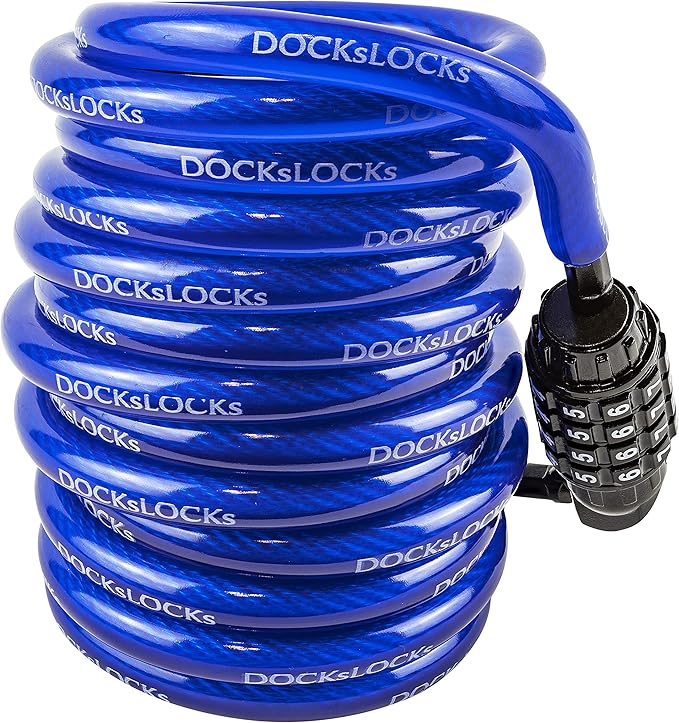 Weatherproof Coiled Security Cable Lock (5ft to 25ft Lengths) with Resettable Combination, Anti-Theft Protection for Kayaks, Bikes, Paddleboards, Scooter, Equipment, Bicycles and More 10ft