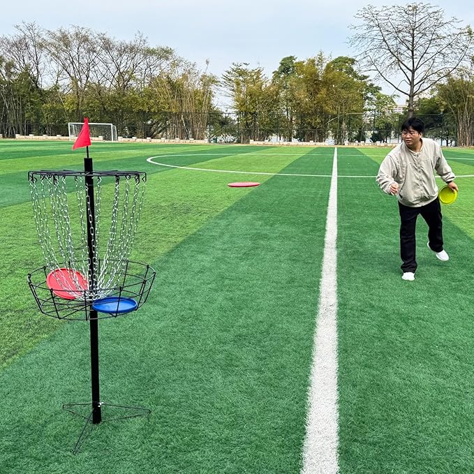 Disc Golf Basket - Portable Disc Golf Target with Heavy Duty 24-Chains Come with 6pcs Disc Golf Discs and Carry Bag, Ground Stake -Suitable for Players of All Levels - Multi Color Available