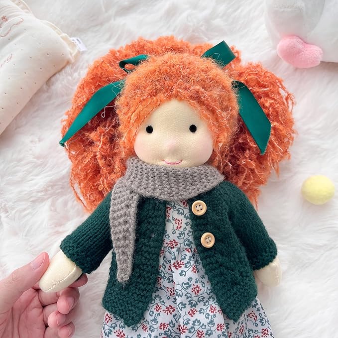 BlissfulPixie Handmade Waldorf Doll- Diana 12", Soft Girl Rag Doll with Cute Stuffed Plush, Ideal First for Babies & Toddlers