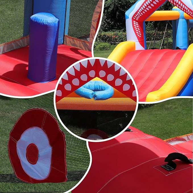 Bounce House Toddler Ball Pit Inflatable Slide Bouncer Jumper Shark Bouncy Castle Park for Kids 2-12 Indoor or Outdoor, Wet and Dry