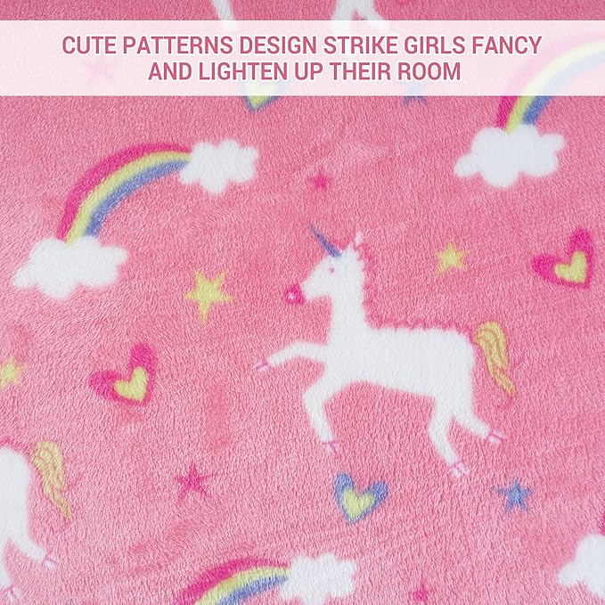 Softan Unicorn Blanket for Girls, Kids Throw Blanket for Boys and Girls Soft Cozy Flannel, Cute Pink Unicorn Blanket for Sofa Couch Bed, Christmas Birthday Gift for Kids Toddler, 50x60 Inches