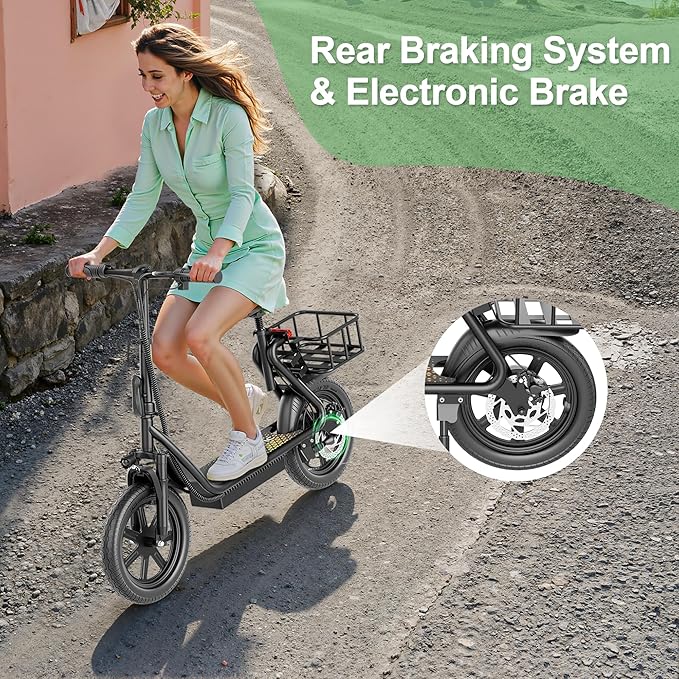 NAVIC Electric Scooter with Dual Suspension/Braking, 350W/500W Motor, 19/22 Mph, Max 22/27/49Mi Range, Foldable E Scooter for Adults with App