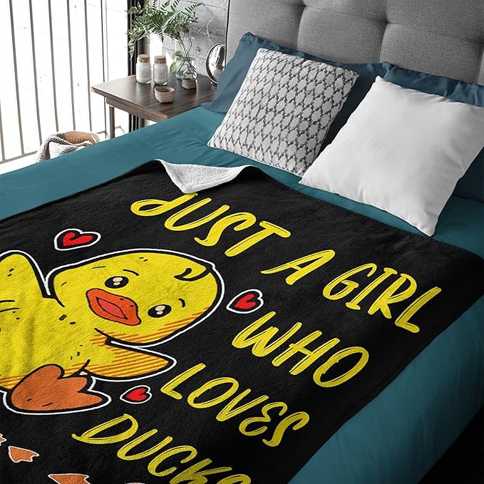 Girl Loves Ducks Custom Throw Blanket with Your Text Personalized Blankets Best Gifts for Family, Friends 40"x30" Extra Small for Pets