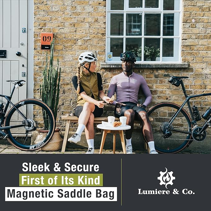 Lumiere & Co. Falcon Magnetic Saddle Bag– 0.69L | 6”x 3.5”x2 | Sleek Minimalist Design, Fast Magnetic Buckle Attachment | Cycling Bike Bag (Green, Large)