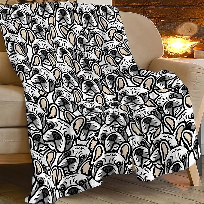 Boston Terrier Throw Blanket French Bulldog Frenchie Puppy Stuff Gifts for Dog Lover Kids Girls Boys Adults Women Men Soft Cozy Warm Plush Fluffy Fuzzy Fleece Blanket Decor 60''X80''