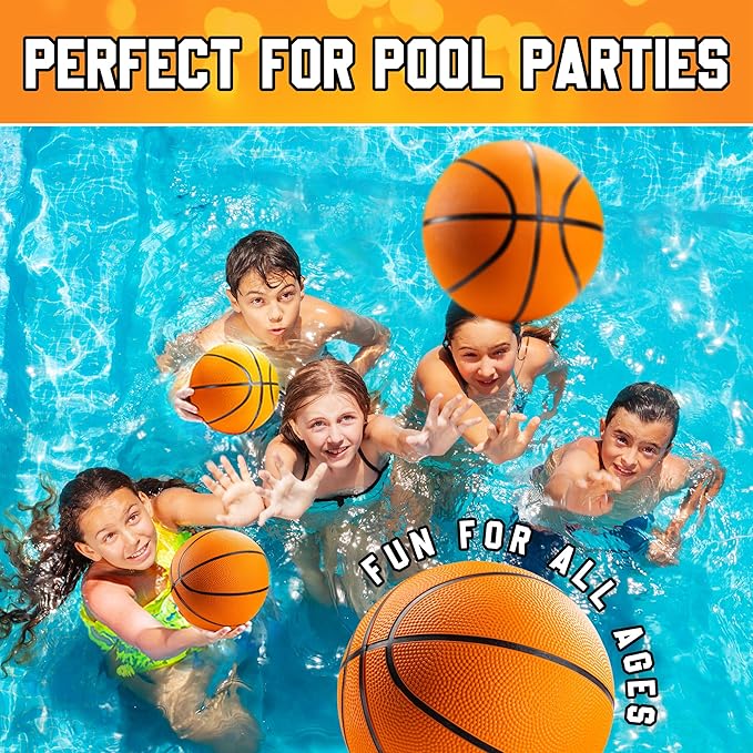 Bedwina Mini Basketballs - (2 or 4 Pack) - Rubber 7 Inch, Size 3 - Mini Hoop Outdoor Basketball Set for Small Hoops Indoor & Outdoor Pool Parties - Kids Birthday Gift, Arcade Games