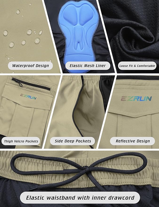 Men's Mountain Bike Shorts 3D Padded Bicycle Biking Shorts Quick Dry Lightweight MTB Cycling Shorts