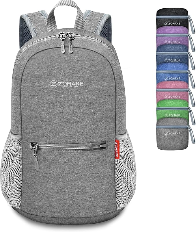 ZOMAKE 10L Lightweight Packable Hiking Backpack - Small Travel Hiking Daypack for Women Men - Tear Resistant Foldable Day Pack for Camping Outdoor Sports(Grey)