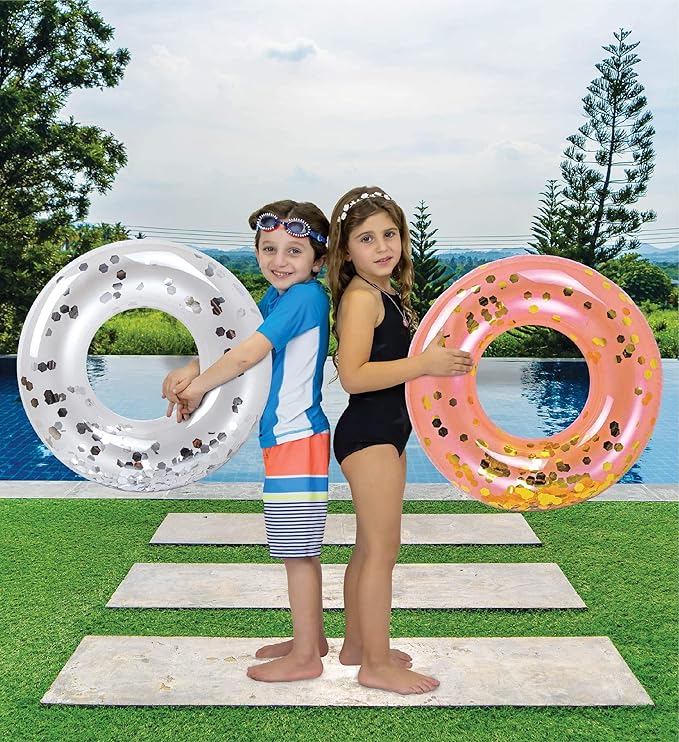 CoTa Global Inflatable Pool Float Tube Confetti Premium Swim Ring Heavy Duty Vinyl Flotation Pool Floats Toy for The Beach, Party, Vacation, UV Resistant - Pool Party