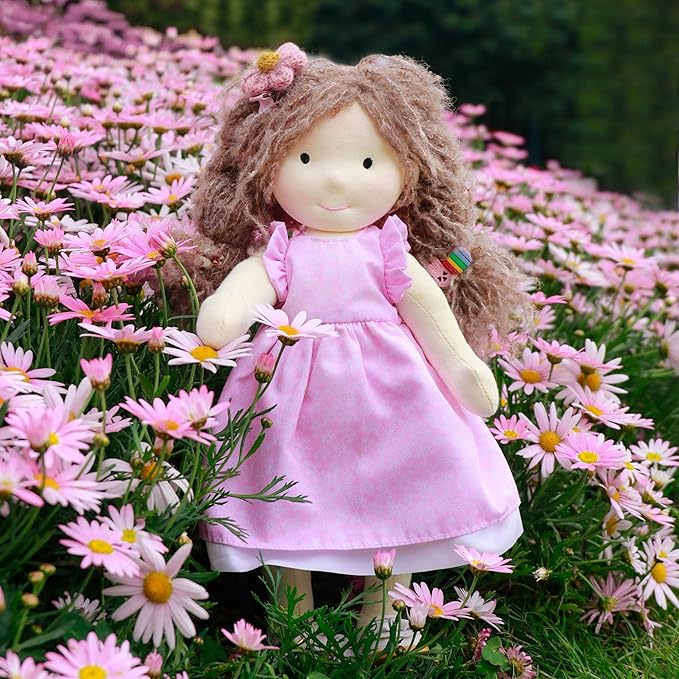 BlissfulPixie Handmade Waldorf Doll- Amy 12", Soft Girl Rag Doll with Cute Stuffed Plush, Ideal Present for Babies & Toddlers