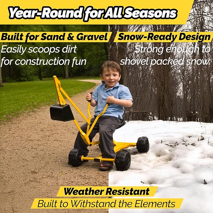 WonkaWoo Ride On Excavator Toy Sand Digger Crane with 4 Wheels for Outdoor Playground and Sandbox