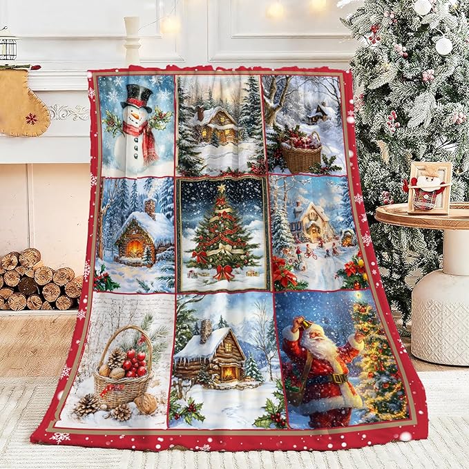 Christmas Snowman Blanket for Women, Snowman Decor Fleece Blanket Gifts for Boys Girls, Warm Cozy Soft Flannel Christmas Stuff for Bed Sofa Couch 60" x 50"