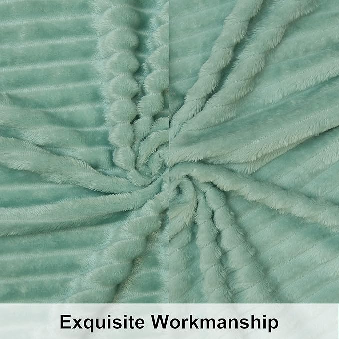 NTBAY Flannel Fuzzy Toddler Blanket, Fluffy Warm and Lightweight Reversible Stripes Design Baby Plush Blanket, 30x40 Inches, Mint