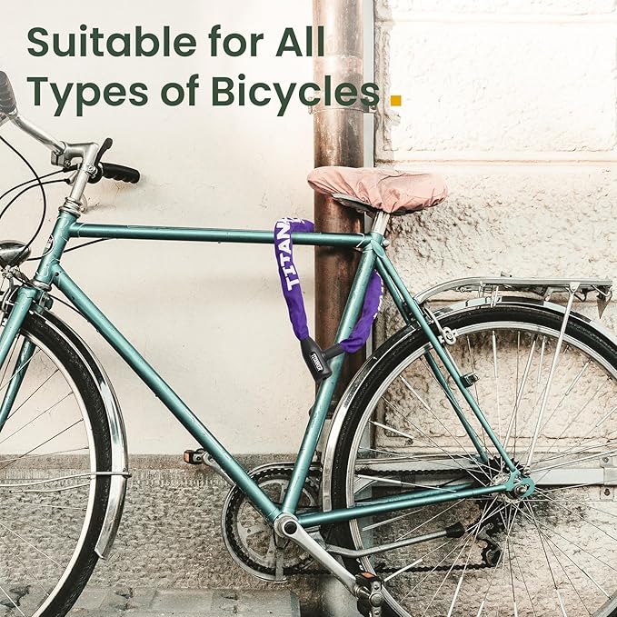 Titanker Bike Chain Lock with Keys, 3.3 Feet Security Heavy Duty Anti-Theft Bicycle Chain Locks for Bike, Motorcycle, Bicycle, Door, Gate, Fence, Grill (6mm, 8mm, 10mm Thick Chain)