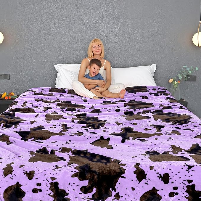 Purple Fleece King Size Lightweight Fuzzy Soft Bed Blanket 90x108inch Lavender Women Decorative Blanket for All Seasons