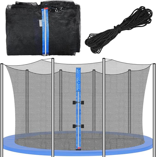 Trampoline Net Replacement Trampoline Safety Round Frame Enclosure Weather Resistant Breathable Net with Double Headed Zippers