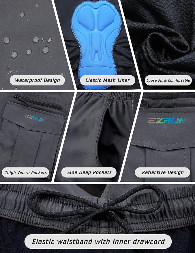 Men's Mountain Bike Shorts 3D Padded Bicycle Biking Shorts Quick Dry Lightweight MTB Cycling Shorts