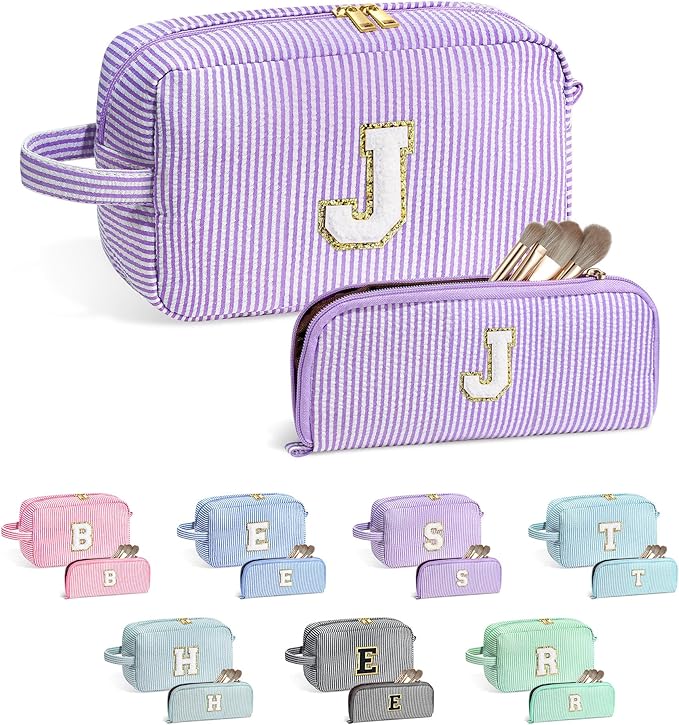 YOOLIFE Gifts for Teen Girls - Personalized Initial Makeup Bag, Birthday Gifts for Women Sister Friend Daughter Girls Kids