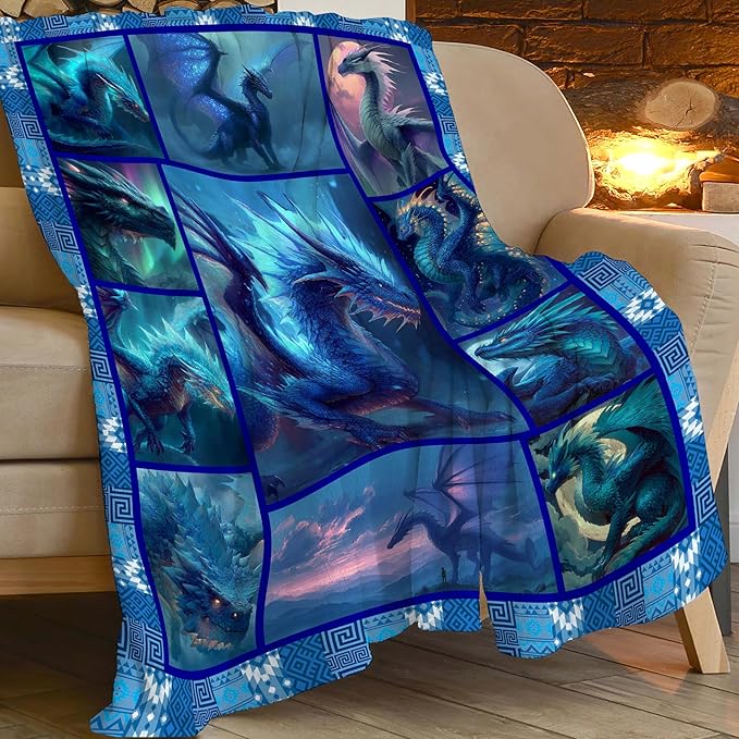 Dragon Throw Blanket Dragon Stuff Gifts for Kids Girls Boys Adults Women Men Soft Cozy Warm Plush Fluffy Fuzzy Fleece Blanket Decor 40''X50''