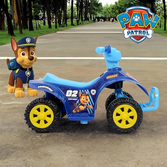 Paw Patrol Chase 6V Quad for Kids - Powerful and Safe Ride-On Toy with Rechargeable Battery, Forward and Reverse Driving, Foot Peddle, Ages 2-3