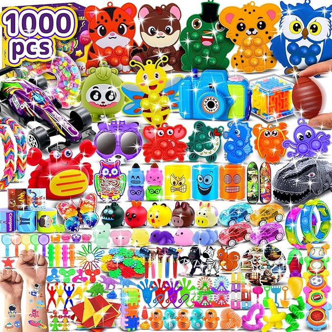 1000 PCS Party Favors for Kids, Bulk Fidget Toys,Goodie Bags Stuffers, Treasure Box Toy for Classroom Prizes, Birthday Gifts, Stocking Pinata Filler Stuffers