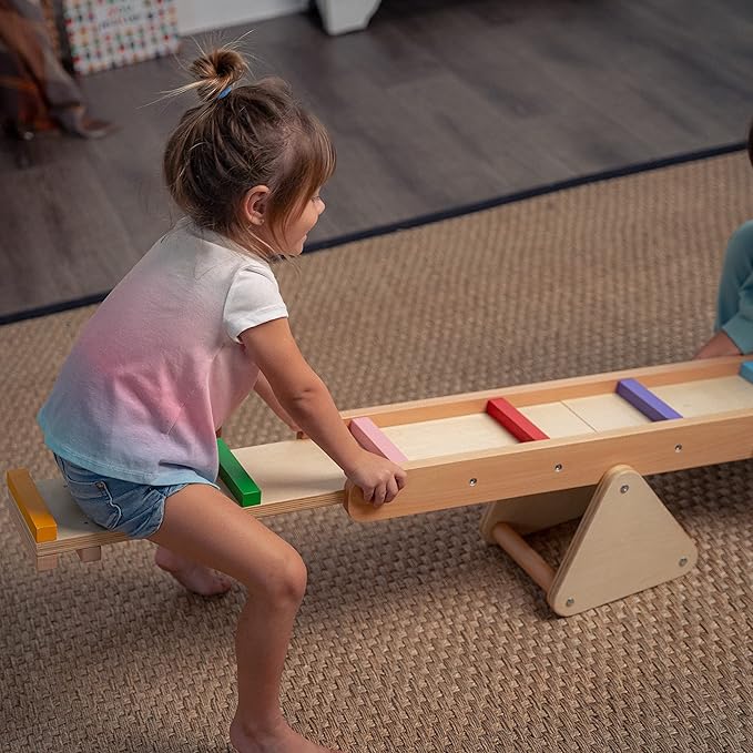 Avenlur Willow Rainbow Seesaw and Balance Beam: Montessori and Waldorf Inspired Gym Equipment for Toddlers & Kids (2-4 yrs), up to 110lbs! Enhance Balance & Coordination with Indoor Play Fun!
