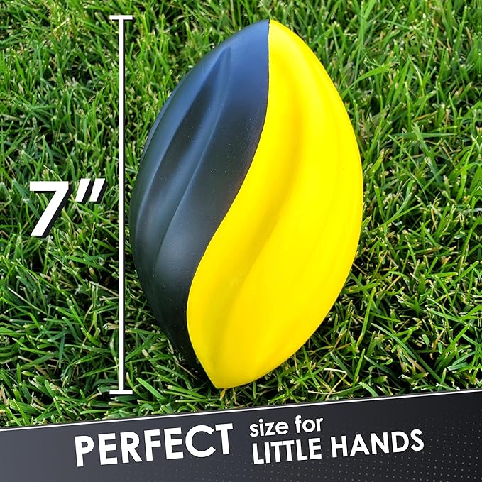 7" Spiral Mini Football for Kids 4 Pack - Foam Footballs for Kids - Soft, Small Footballs (Red, Yellow, Blue and Green)