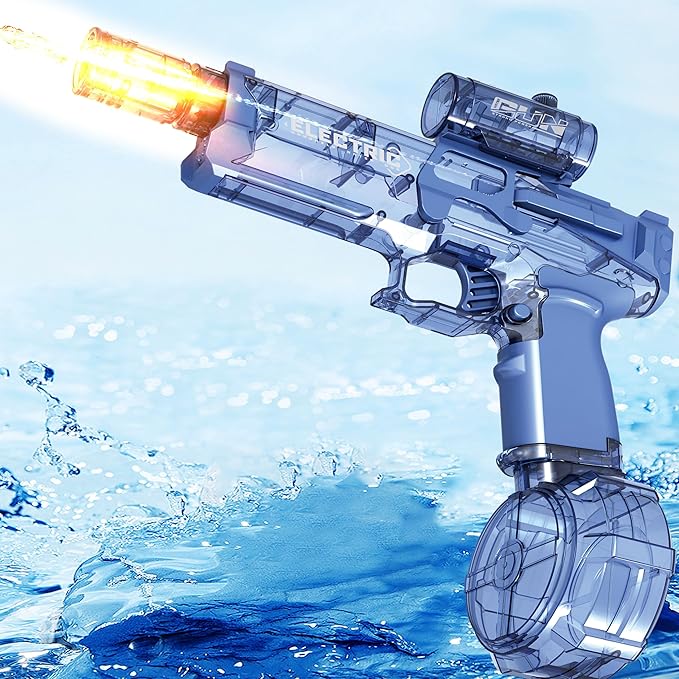 Electric Water Gun with Light Up,28-32 FT, Powerful High Powered Automatic Squirt Gun Fully Auto Water Blaster, Swimming Pool Outdoor Toy Game for Adult&Kid