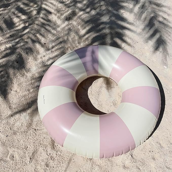 Petites-Pommes Swimming Pool Floats for Adults - Durable Inner Tube, Handprinted Classic Striped Design Tube Float, Soft Comfort Seaming, Packable Floats for Travel, Baby Pink, 47 inch