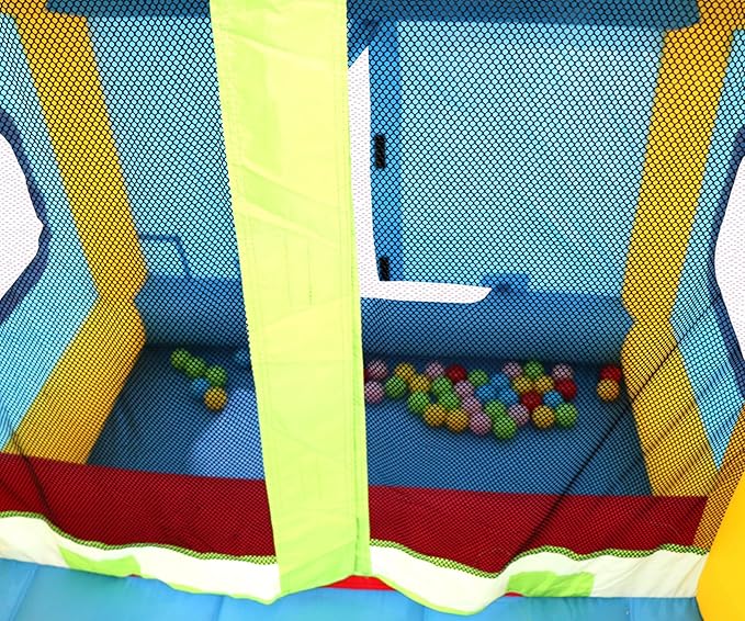 Inflatable Bounce House with Blower, Jumping Castle Slide, Kids Bouncer with Ball Pit, Basketball Rim, Dart Target Game