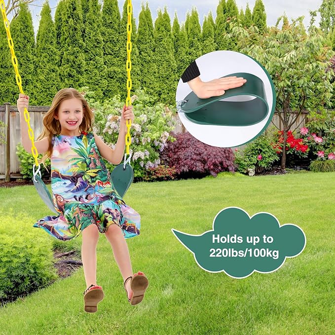 RedSwing Kids Belt Swing 3 PCS, EVA Swings Seat with Heavy Duty Metal Chains, Playground Swing Set Accessories, Safe and Durable, for Outdoor Backyard and Playground Play