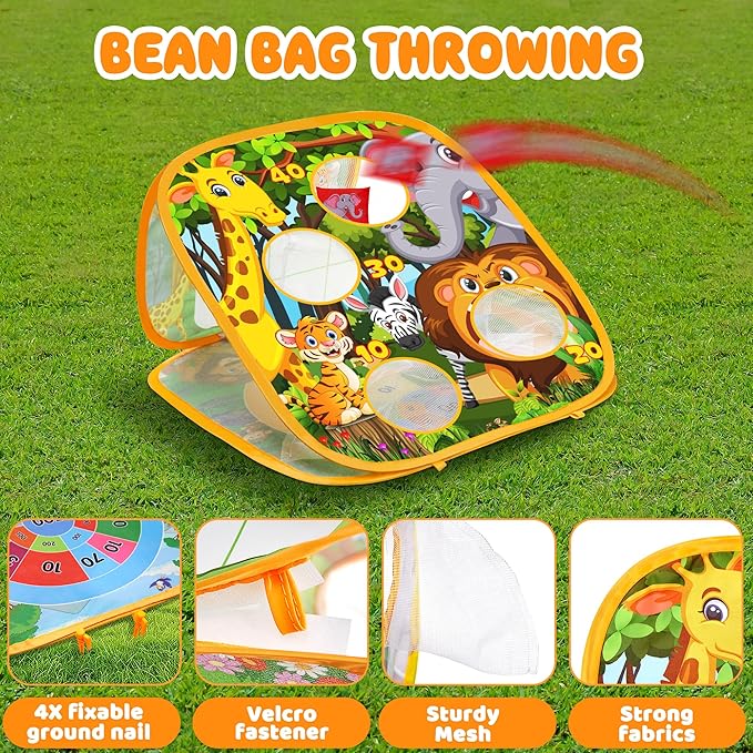 Bean Bag Toss Game Outdoor Toys for Toddlers Kids, Cornhole Game Outside Toys for Kids Ages 3-5, Carnival Game Toodler Kids Outdoor Toys for Ages 5-7
