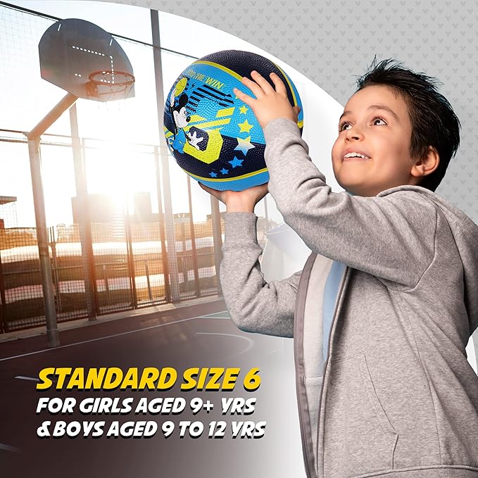 Disney Mickey Mouse Basketball Size 6, Indoor and Outdoor Game Youth Sports Ball for Boys and Girls