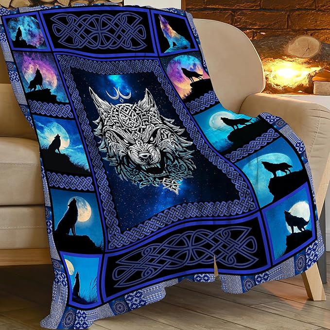 Wolf Throw Blanket Wolf Stuff Gifts for Kids Girls Boys Adults Women Men Soft Cozy Warm Plush Fluffy Fuzzy Fleece Blanket Decor 50''X60''