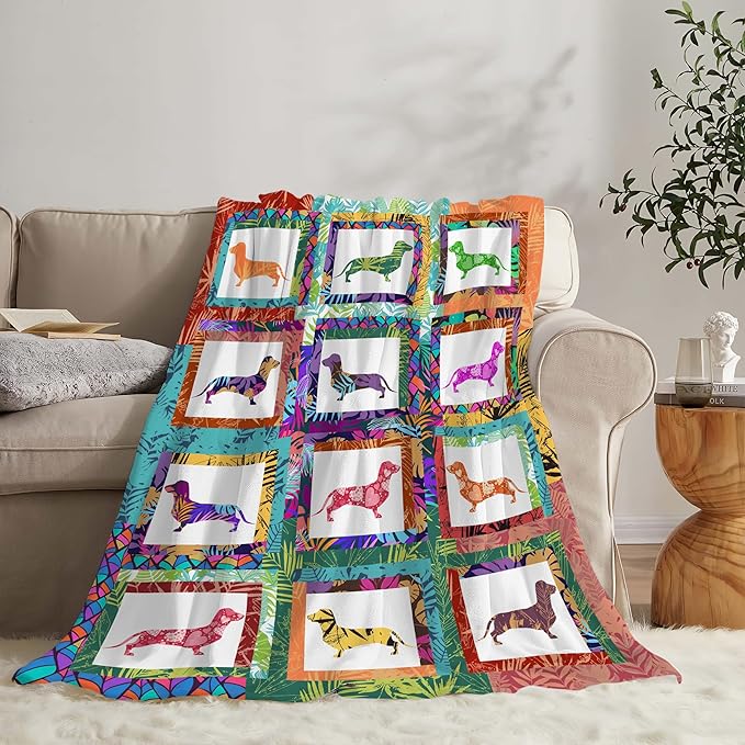 Dachshund Throw Blanket Dachshund Puppy Stuff Weiner Dog Gifts for Women Adults Men Dog Lover Kids Girls Boys Soft Cozy Warm Plush Fluffy Fuzzy Fleece Blanket Decor 40''X50''