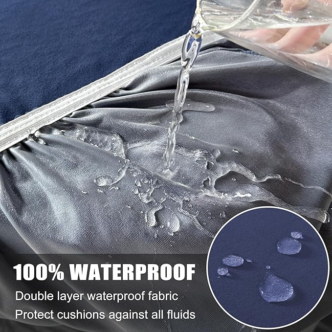 100% Waterproof Couch Cushion Covers, Replacement Sofa Cushion Covers, Stretch Individual Sofa Seat Cushion Slipcovers Furniture Protector for Kids Pets
