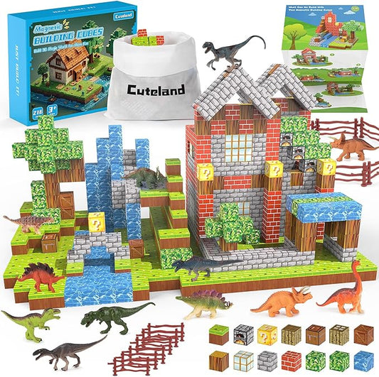 Magnetic Blocks 216Pcs Magnetic Building Blocks, Sensory Toys for Kids Boys Girls Age 3 4 5 6 7 8 9 10 Birthday Gifts