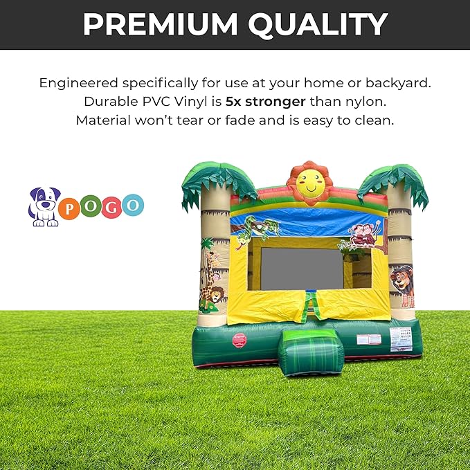 Crossover Tropical Smiley Face Inflatable Bounce House, Bouncy Jump Castle for Kids and Toddlers, Outdoor Birthday Party Jumping Bouncer, Commercial-Grade, Without Blower, 13 x 12 x 14.5 Ft