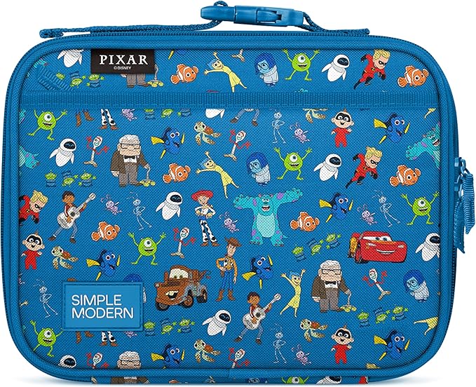 Simple Modern Disney Pixar Kids Lunch Box for School | Reusable Insulated Lunch Bag for Toddler, Girl, and Boy | Exterior & Interior Pockets | Hadley Collection | Pixar Mashup on Blue