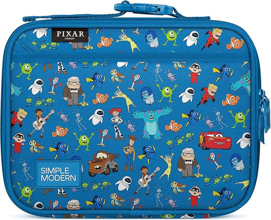 Simple Modern Disney Pixar Kids Lunch Box for School | Reusable Insulated Lunch Bag for Toddler, Girl, and Boy | Exterior & Interior Pockets | Hadley Collection | Pixar Mashup on Blue