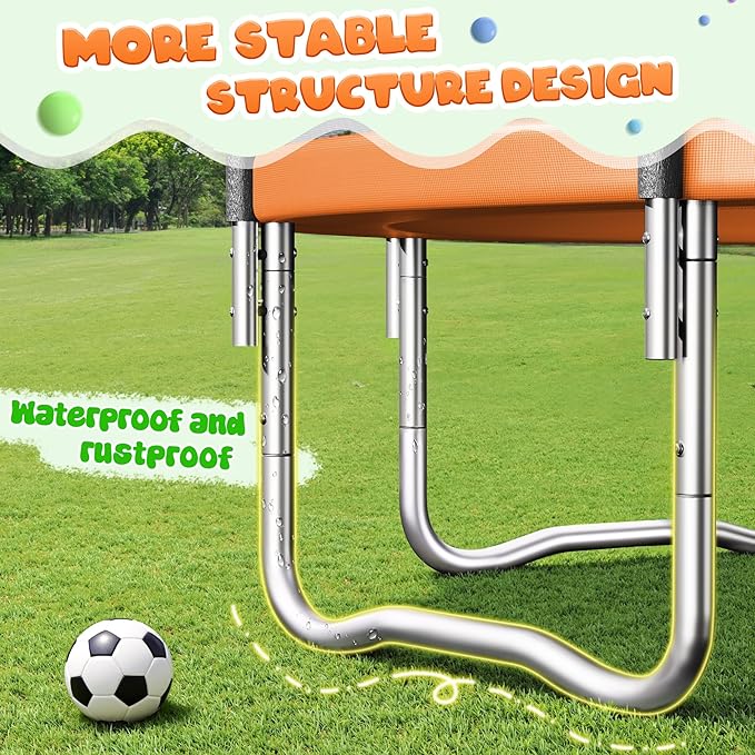 Trampoline 8FT 10FT, Outdoor Trampolines with Enclosure Net and Ladder, Recreational Anti-Rust Trampolines for Kids and Adults, ASTM Approved