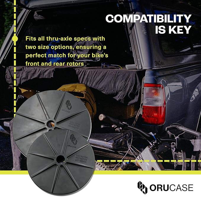 Orucase Disc Rotor Protector - 2-Pc Mountain Bike Disc Brake Rotor Cover Set for Travel - Impact Resistant Bicycle Frame Protection - Black