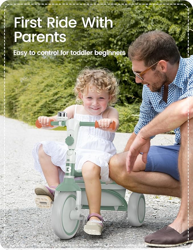 besrey Toddler Tricycle with Bell, Kids Tricycle Age 18 Months to 5 Years, Kids Trike, Toddler Bike for 1.5-5 Year Olds, Baby Trike, Gifts & Toys for Boys & Girls